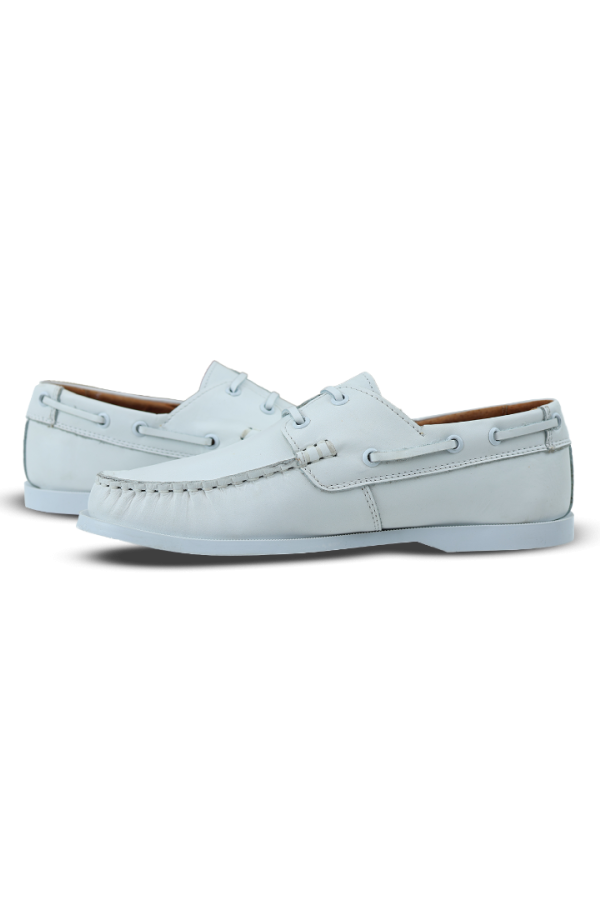 Zapato Casual De Caballero Tipo Mocasín Nautico color Blanco marca Rams Cottons